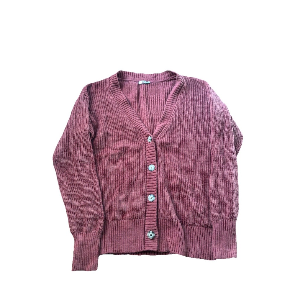 Faherty Jackson V Neck Popover Smoked Paprika Sweater Cardigan Lagenlook Women M